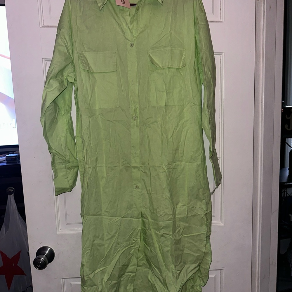 Lime green button dress